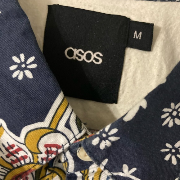 ASOS Men’s Blue Paisley Shirt Size Medium - Picture 2 of 3
